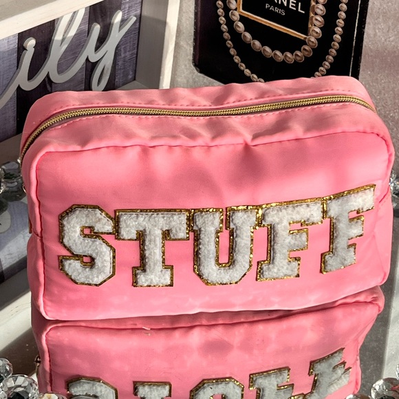 Pink Cosmetic Bag with Gold Accents 9X5 - Picture 4 of 8